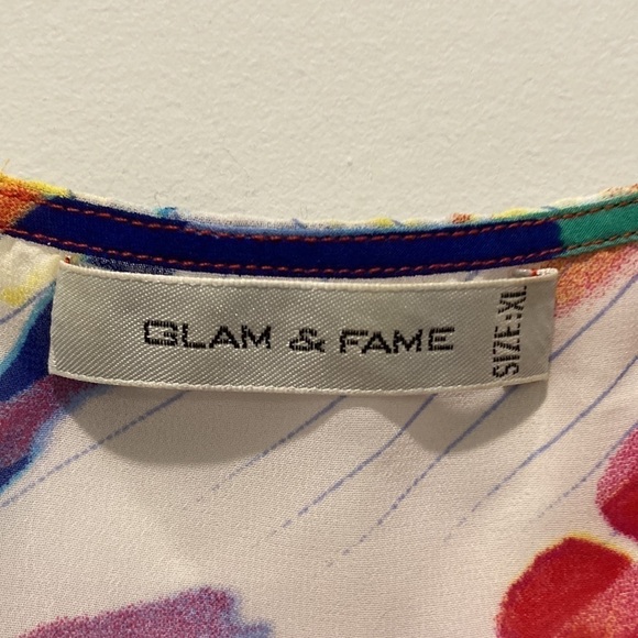 GLAM & Fame White Sheer floral Cover-Up Top XL - Picture 15 of 16